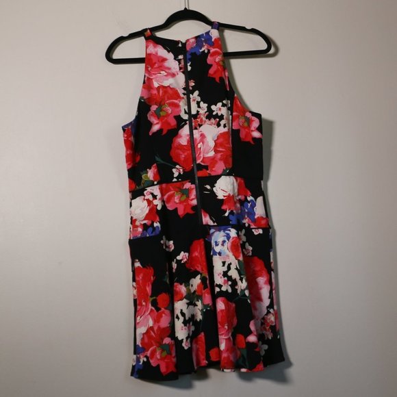 Guess dress Brook sleeveless floral black red fit and flare Midi - Picture 2 of 9